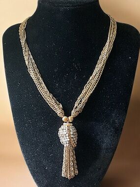 Vintage Early Miriam Haskell Ornate Rose Montee Rhinestone 3D Necklace